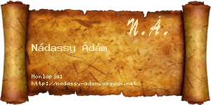 Nádassy Ádám névjegykártya